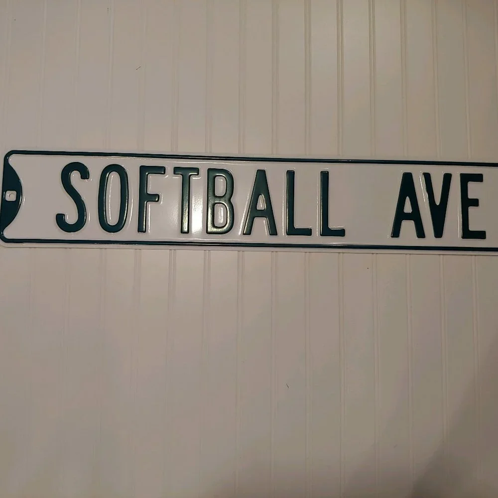 Softball Ave Green & White Metal Street Sign NEW!